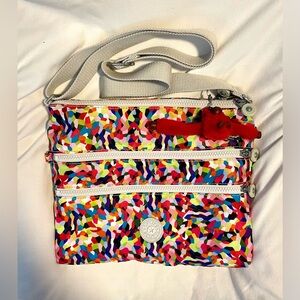 *EUC* KIPLING Davina “Confetti” Crossbody Bag - Multicolor w/Red Monkey Fob